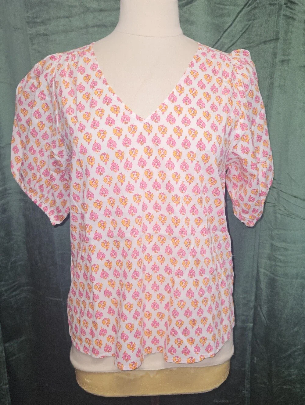 J. Crew Puff Sleeve Printed Top